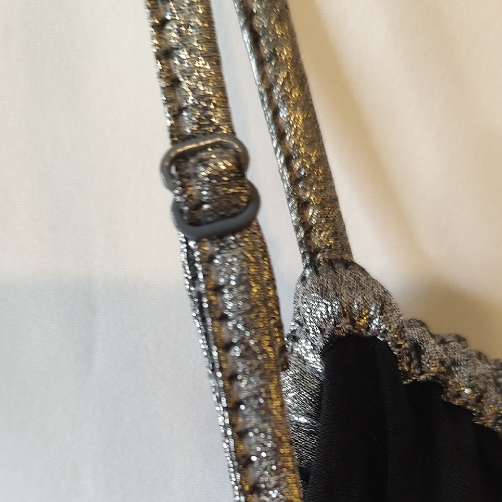Old Navy Silver Metallic Tiered Midi Dress - Picture 9 of 9